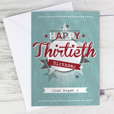Personalised 50's Retro Occasion Card Thirtieth 
