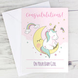 Personalised Unicorn Card Pink Congratulations