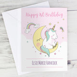 Happy Birthday Card Pink Unicorn Personalised