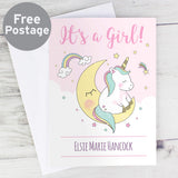 It's a Girl Personalised Unicorn Card