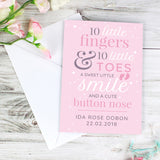 Pink 10 Little Fingers New Baby Card