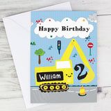 Personalised Digger Birthday Card 2