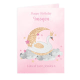Personalised Pink Swan Lake Greetings Card Front 1