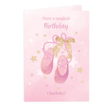 Personalised Pink Swan Lake Ballet Shoes Greetings Card 2