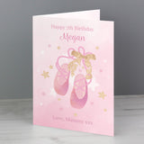 Personalised Pink Swan Lake Ballet Shoes Greetings Card 