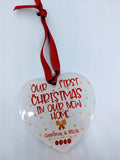 First Christmas In New Home Heart Acrylic Christmas Tree Decoration