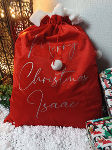 Personalised "Merry Christmas" Luxury Santa Sacks - Red or Grey