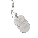 Personalised Love you to the moon and back dog tag necklace, image white background close up
