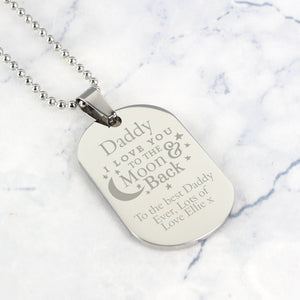 Personalised Love you to the moon and back dog tag necklace, main image