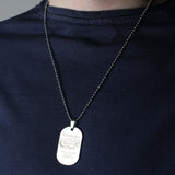 Personalised Love you to the moon and back dog tag necklace, image with model