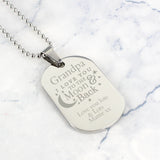 Personalised Love you to the moon and back dog tag close up