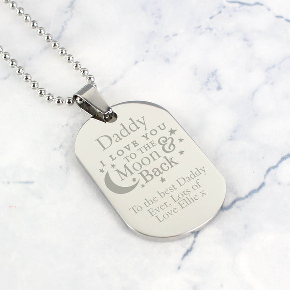 Personalised Love you to the moon and back dog tag necklace, main image
