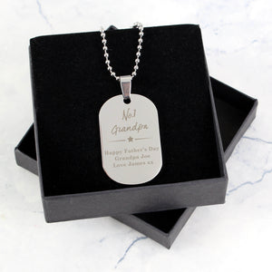 Personalised "No.1" Dog Tag Necklace in Gift Box