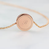 Personalised Wreath Initials Rose Gold Tone Disc Necklace