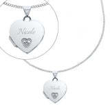 Personalised Children's Sterling Silver & Cubic Zirconia Heart Locket Necklace