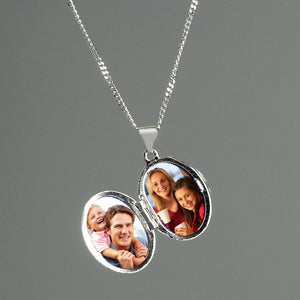 Personalised Oval Locket Sterling Silver Necklace