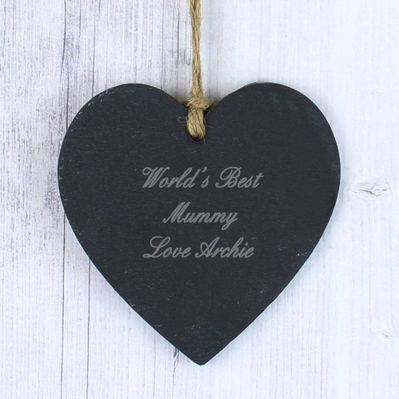 Personalised Script Engraved Slate Heart Decoration