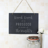 Personalised Prosecco O'clock Large Hanging Slate Sign