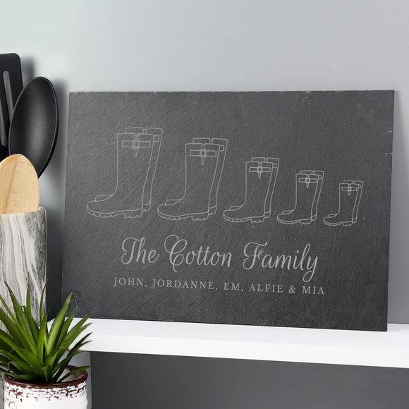 Personalised Welly Boot Family of Five Slate