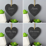 Personalised Free Text Slate Heart Decoration