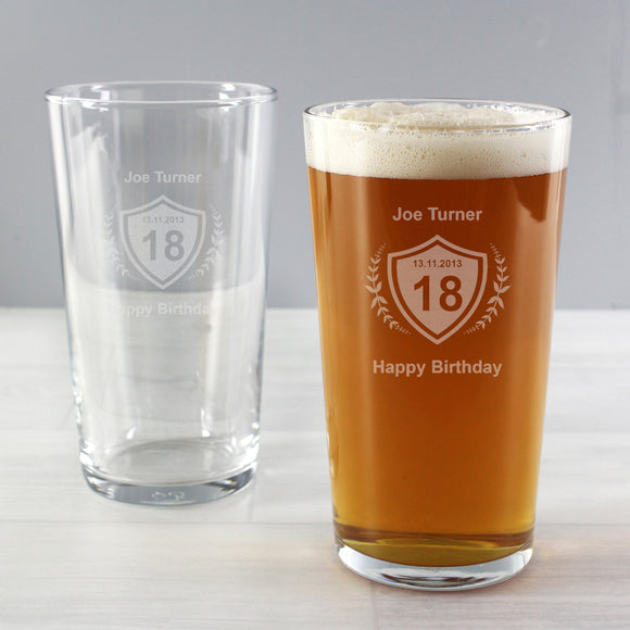 Personalised Age Crest Pint Glass