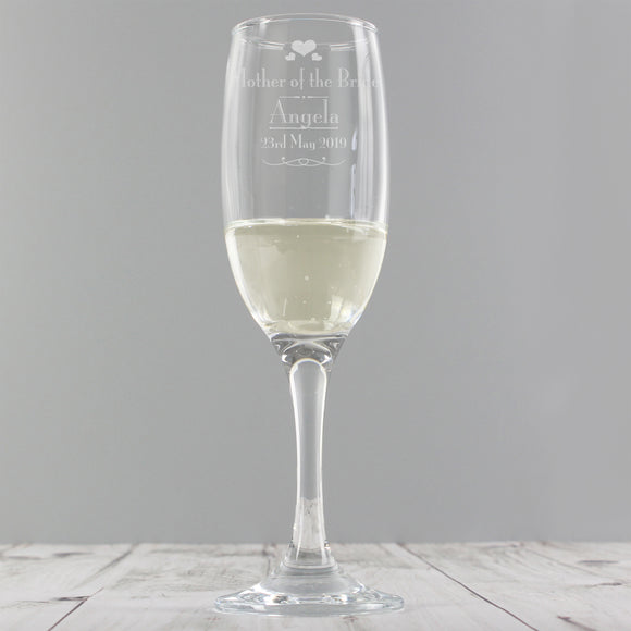 Personalised Decorative Wedding Mother of the Bride Glass Flute