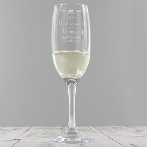 Personalised Decorative Wedding Bridesmaid Glass Flute