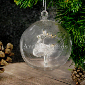 Personalised Name Only Reindeer Glass Bauble