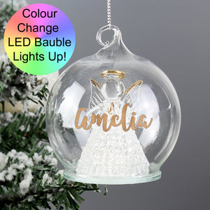 Personalised Christmas LED Angel Bauble