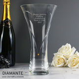 Personalised Large Hand Cut Gold Diamante Heart Vase