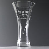 Personalised Mr & Mrs Large Hand Cut Diamante Heart Vase with Swarovski Elements