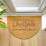 Personalised Merry Christmas Semi Circle Indoor Door Mat