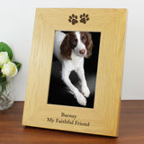 Personalised Oak Finish 4x6 Inch, Paw Prints Photo Frame