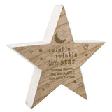 Personalised Wooden Star Twinkle Twinkle Text Side White