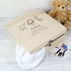 Large Wooden Keepsake Box for New Baby
