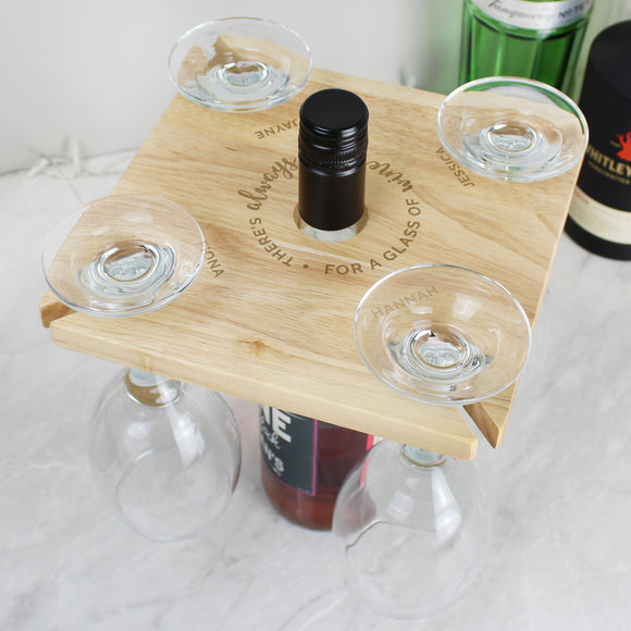 Personalised ...Time For a Glass of Wine Four Wine Glass Holder & Bottle Holder