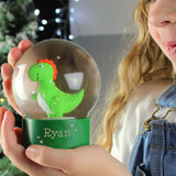 Personalised Name Only Dinosaur Glitter Snow Globe