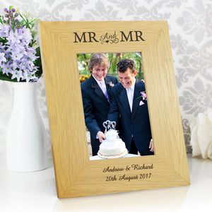 Personalised Oak Finish 6x4 Mr & Mr Photo Frame