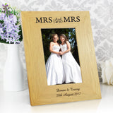 Personalised Oak Finish 4x6 inch Mrs & Mrs Photo Frame