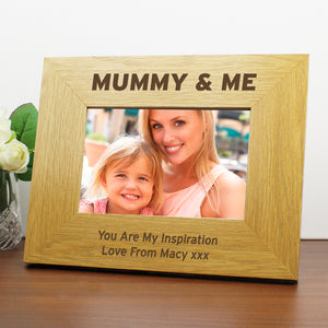 Personalised Oak Finish 6x4 Mummy & Me Photo Frame