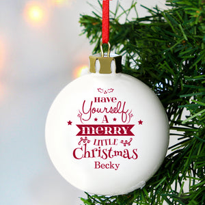 Personalised Merry Little Christmas Bauble