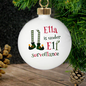 Personalised Christmas Bauble - Elf Surveillance