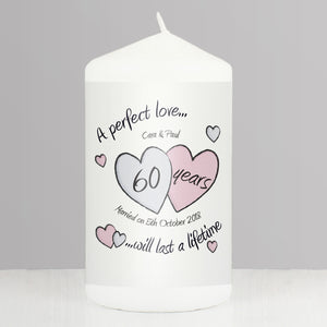 Personalised A Perfect Love Diamond Anniversary Pillar Candle