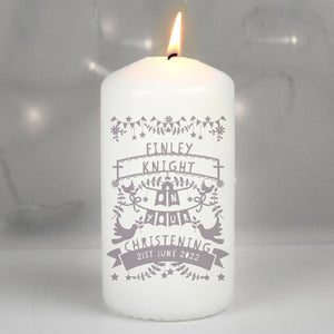 Personalised Grey Papercut Style Pillar Candle
