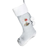 Personalised Rocking Horse Luxury Silver Grey Christmas Stocking