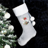 Personalised Rocking Horse Luxury Silver Grey Christmas Stocking