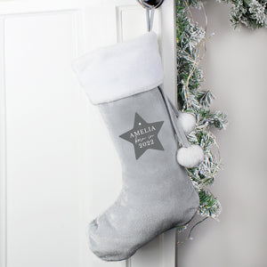 Personalised Born In Luxury Silver Grey Stocking