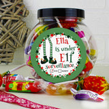 Personalised Christmas Treats Elf Surveillance Sweet Jar