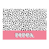 Personalised Pink Spots Dog Pet Bowl Mat