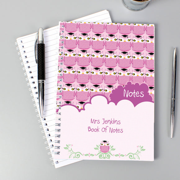 Personalised Miss Owl Teacher A5 Notebook